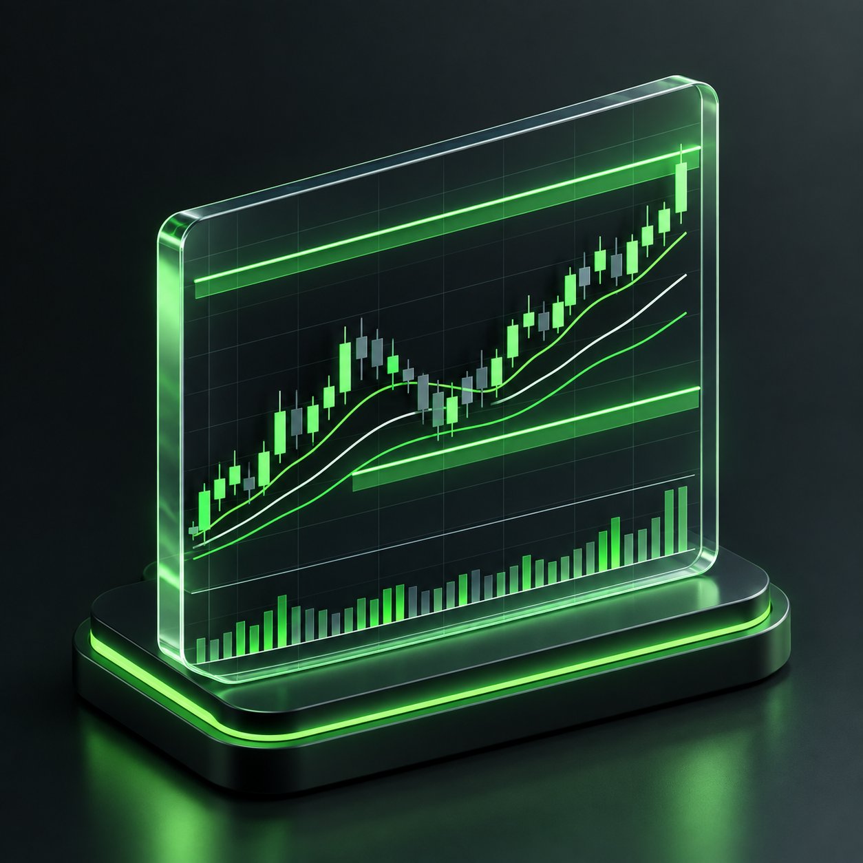 Transparent chart with trend lines support and resistance levels and moving averages